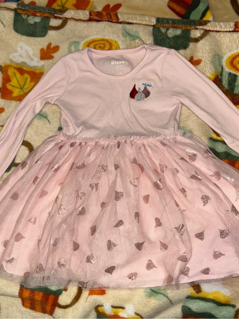 Kiss Pink Long-Sleeve Heart Tulle Dress